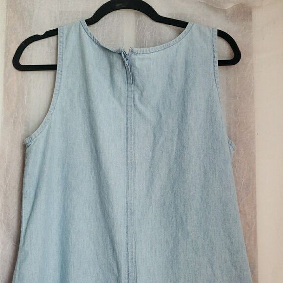 Vintage Blue J Denim Sleeveless Dress Farmhouse Flowerpot Country Modest Women L - Picture 6 of 10